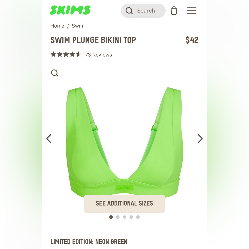 Skims Plunge Bikini Top - NEON GREEN - LARGE